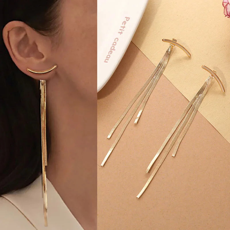Korean Chain Tassel Earrings