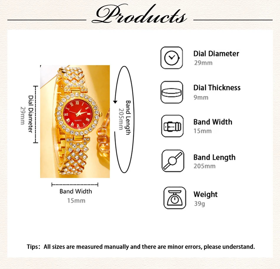 Golden Luxury Watch & Jewelry Set