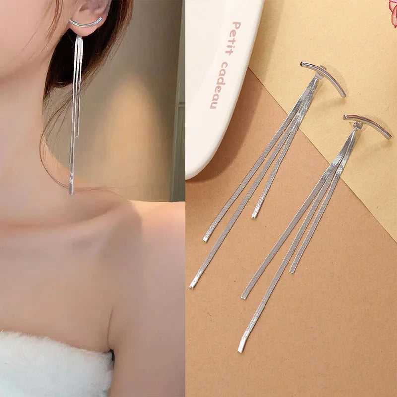 Korean Chain Tassel Earrings
