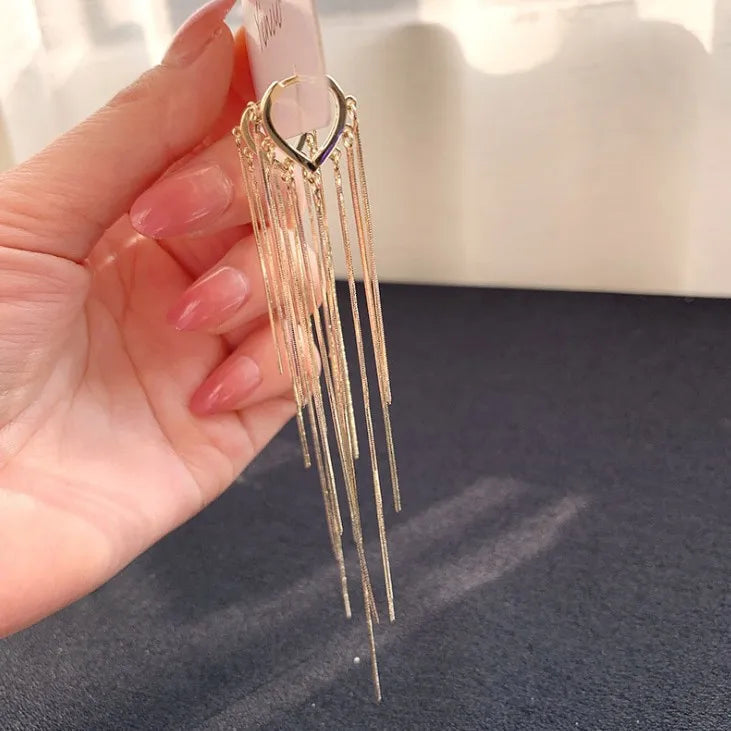 Korean Chain Tassel Earrings