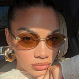 Rimless Hexagon Punk Sunglasses for Women