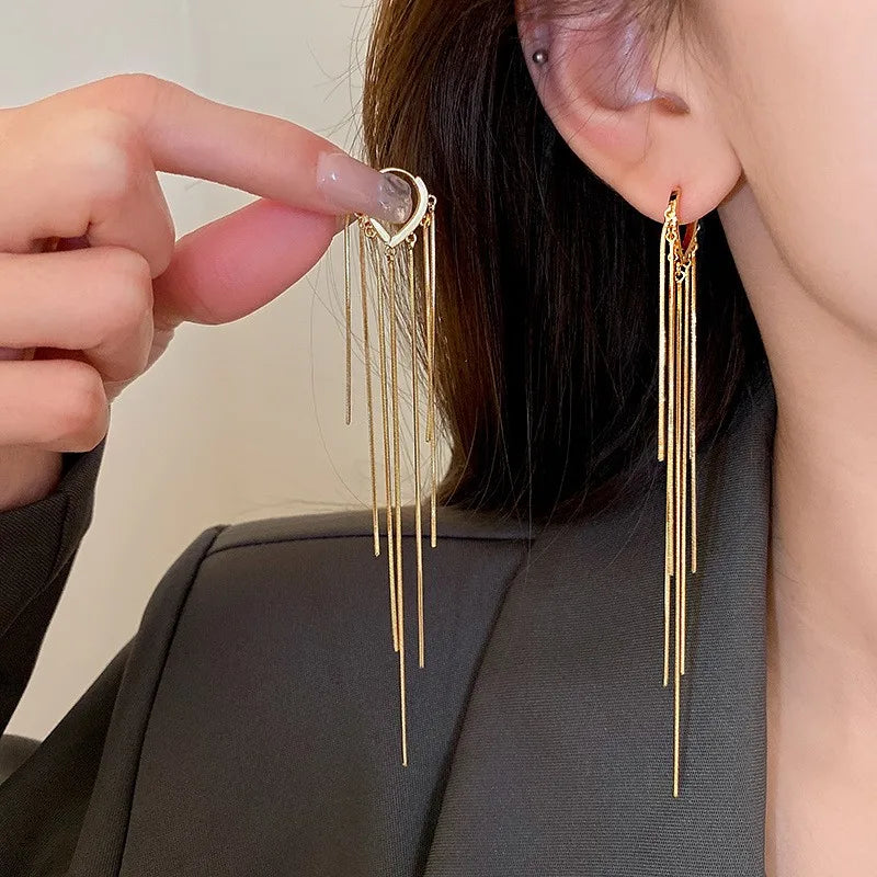 Korean Chain Tassel Earrings