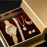 Luxury Gold Diamond Women's Watch Set