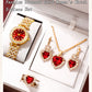 Golden Luxury Watch & Jewelry Set
