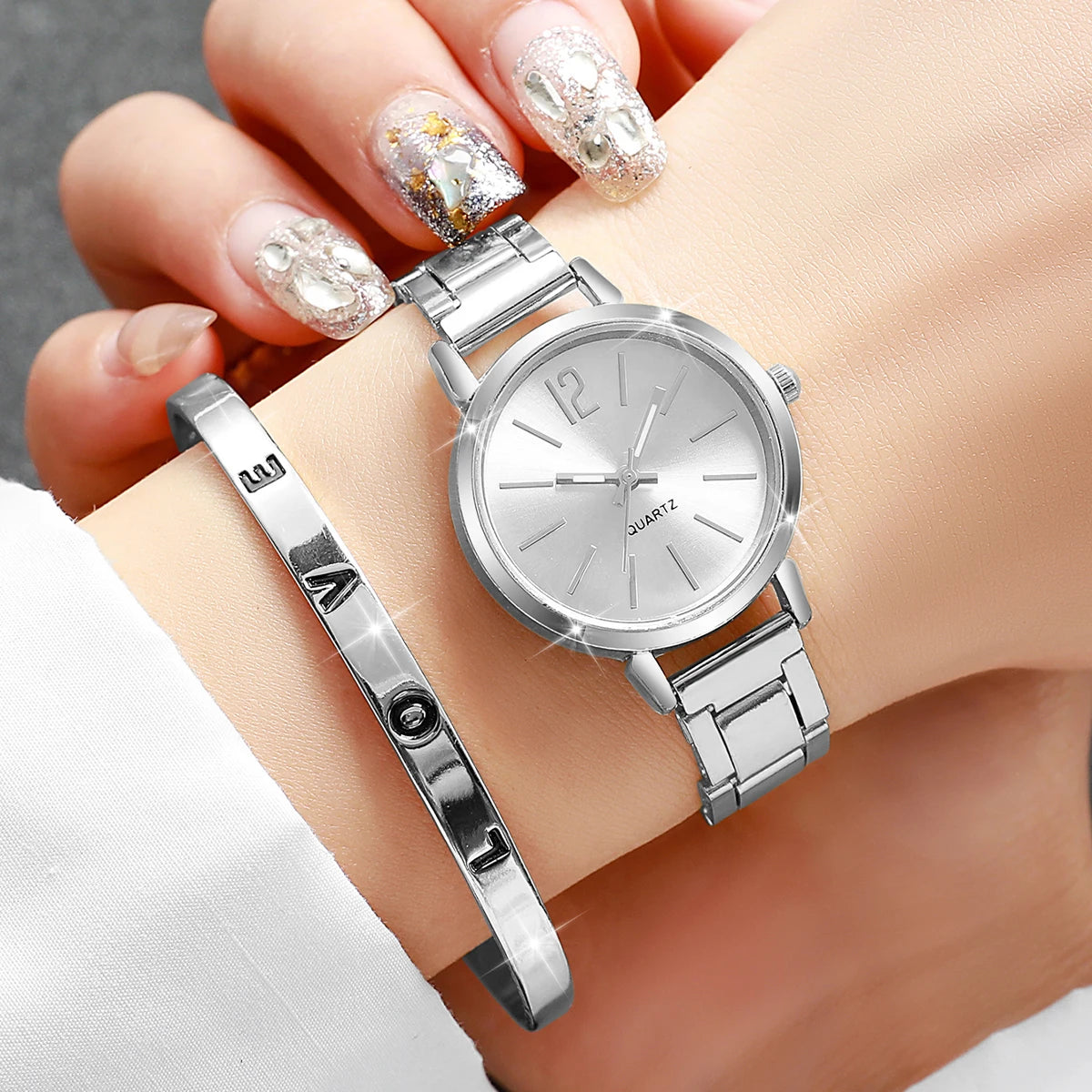 Women's Watch & Diamond Bracelet Set (6pcs)
