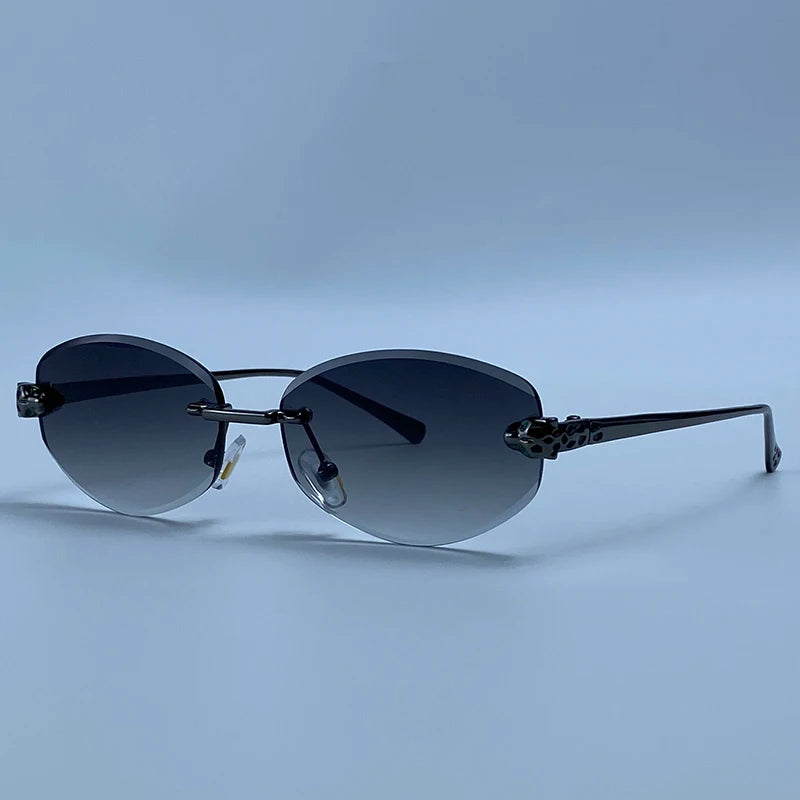 Rimless Hexagon Punk Sunglasses for Women