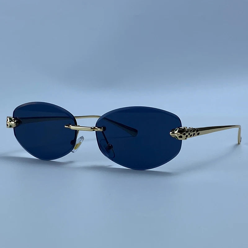 Rimless Hexagon Punk Sunglasses for Women