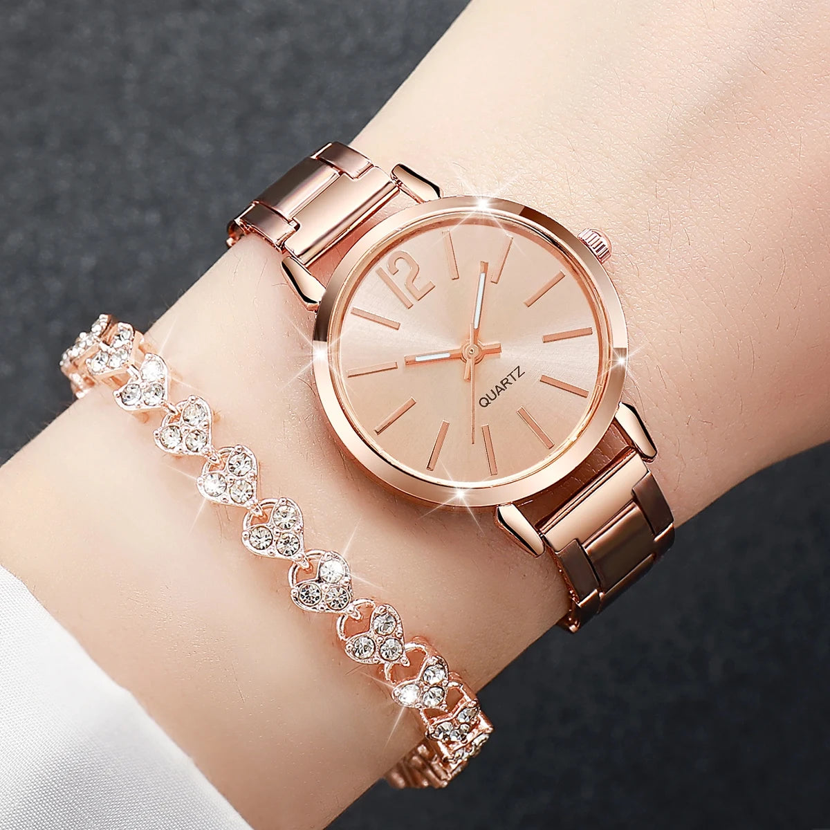 Women's Watch & Diamond Bracelet Set (6pcs)