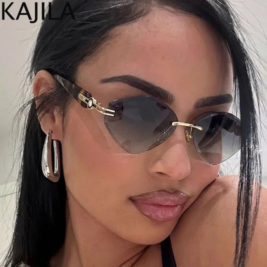 Hexagon Rimless Sunglasses for Women
