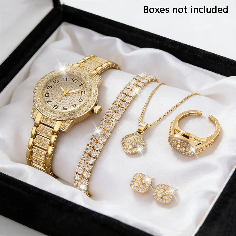 Luxury Gold Diamond Women's Watch Set